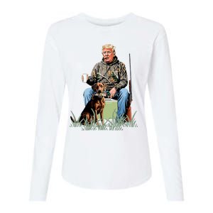 Hunting Trump Camouflage Funny Duck Hunting Season Maga Womens Cotton Relaxed Long Sleeve T-Shirt