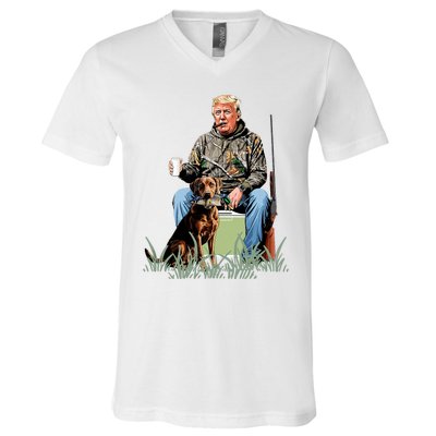 Hunting Trump Camouflage Funny Duck Hunting Season Maga V-Neck T-Shirt