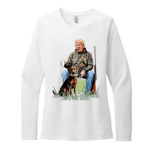 Hunting Trump Camouflage Funny Duck Hunting Season Maga Womens CVC Long Sleeve Shirt