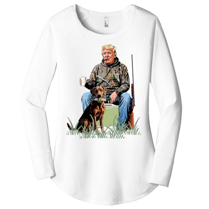 Hunting Trump Camouflage Funny Duck Hunting Season Maga Women's Perfect Tri Tunic Long Sleeve Shirt