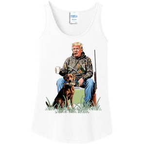 Hunting Trump Camouflage Funny Duck Hunting Season Maga Ladies Essential Tank