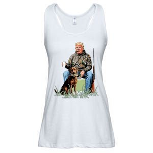 Hunting Trump Camouflage Funny Duck Hunting Season Maga Ladies Essential Flowy Tank