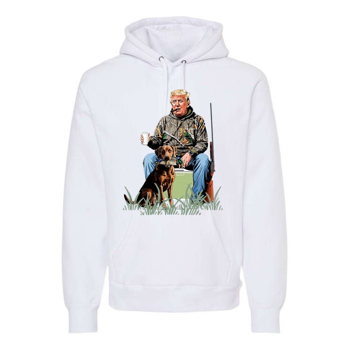 Hunting Trump Camouflage Funny Duck Hunting Season Maga Premium Hoodie