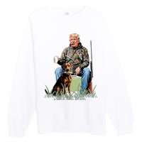 Hunting Trump Camouflage Funny Duck Hunting Season Maga Premium Crewneck Sweatshirt