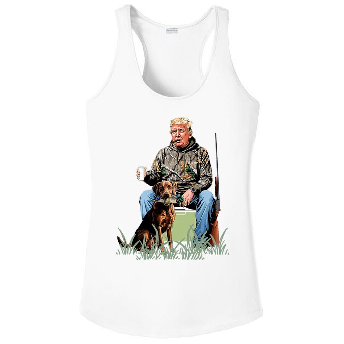 Hunting Trump Camouflage Funny Duck Hunting Season Maga Ladies PosiCharge Competitor Racerback Tank