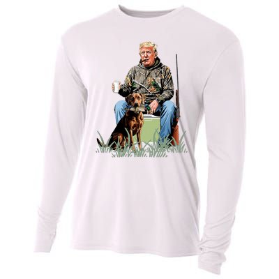 Hunting Trump Camouflage Funny Duck Hunting Season Maga Cooling Performance Long Sleeve Crew