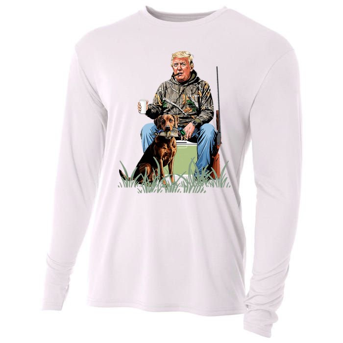 Hunting Trump Camouflage Funny Duck Hunting Season Maga Cooling Performance Long Sleeve Crew