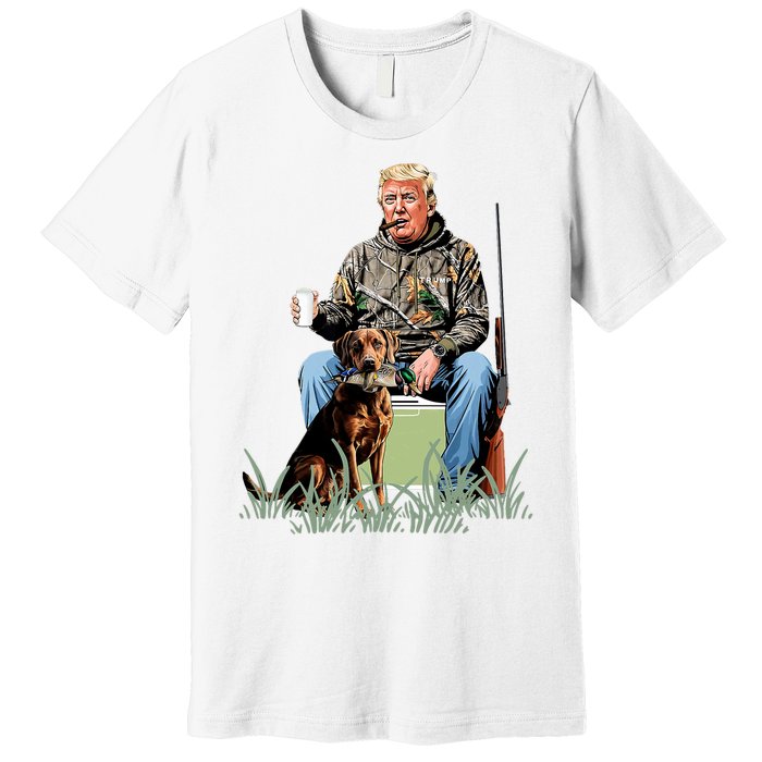 Hunting Trump Camouflage Funny Duck Hunting Season Maga Premium T-Shirt