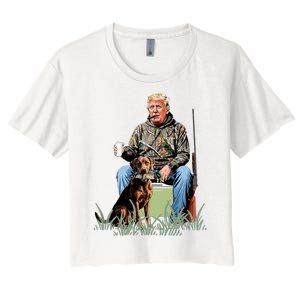 Hunting Trump Camouflage Funny Duck Hunting Season Maga Women's Crop Top Tee