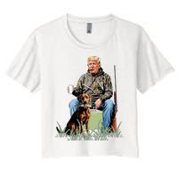 Hunting Trump Camouflage Funny Duck Hunting Season Maga Women's Crop Top Tee