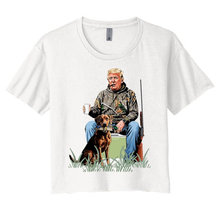 Hunting Trump Camouflage Funny Duck Hunting Season Maga Women's Crop Top Tee