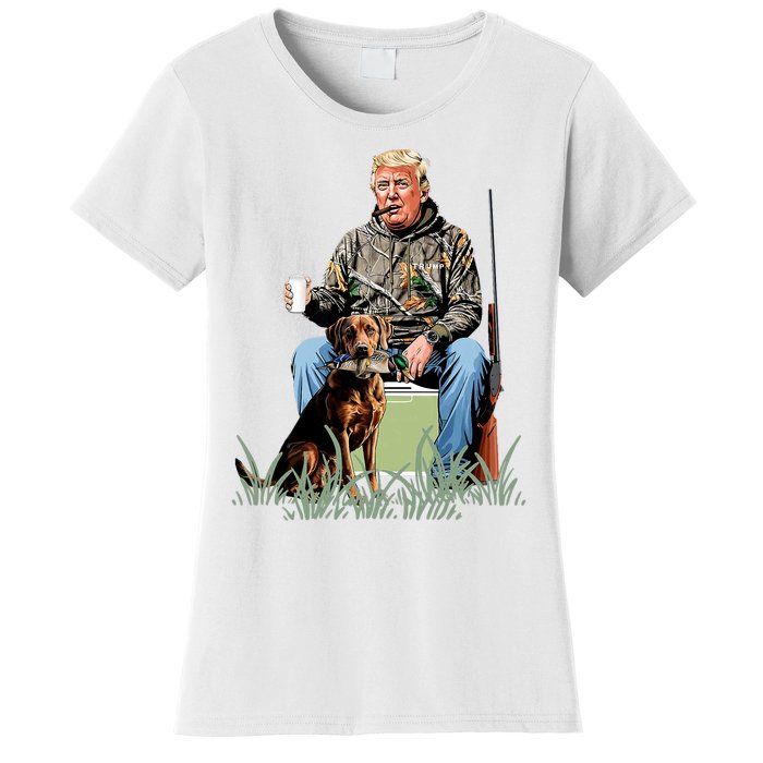 Hunting Trump Camouflage Funny Duck Hunting Season Maga Women's T-Shirt