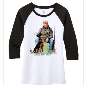 Hunting Trump Camouflage Funny Duck Hunting Season Maga Women's Tri-Blend 3/4-Sleeve Raglan Shirt