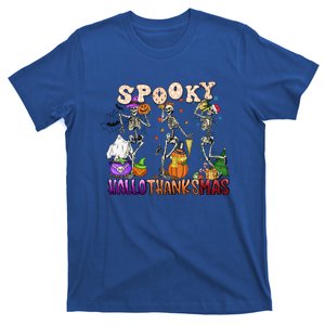 Halloween Thanksgiving Christmas Hallothanksmas Skeleton Gift T-Shirt