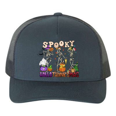 Halloween Thanksgiving Christmas Hallothanksmas Skeleton Gift Yupoong Adult 5-Panel Trucker Hat