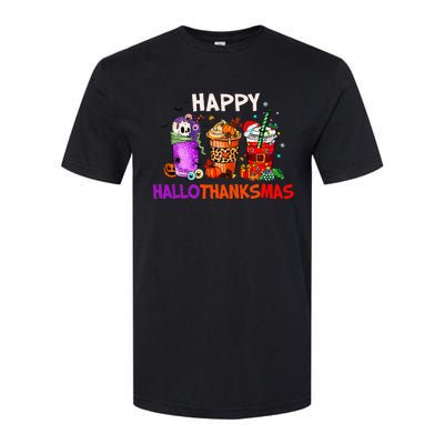 Halloween Thanksgiving Christmas Happy HalloThanksMas Coffee Softstyle® CVC T-Shirt