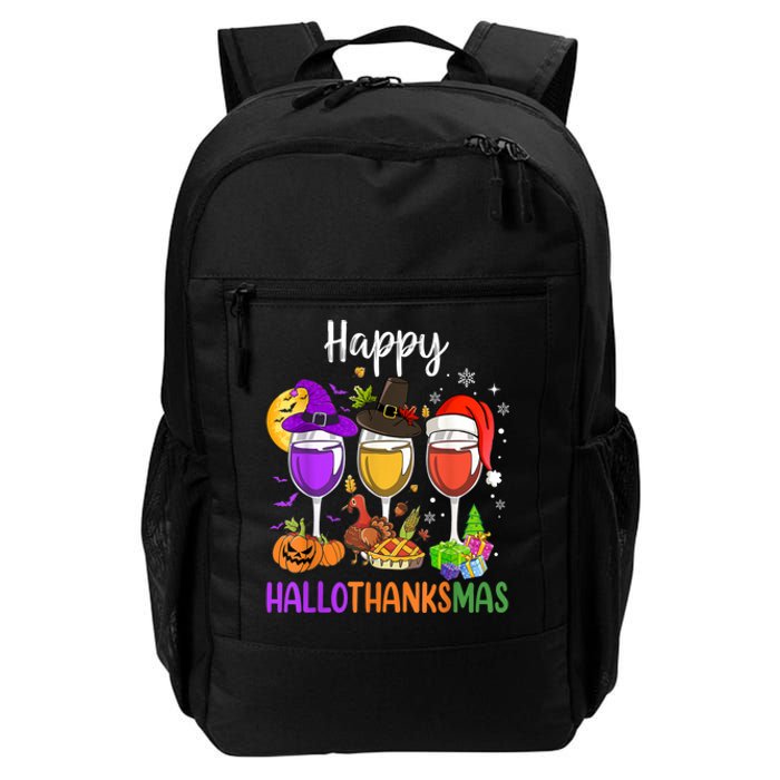 Halloween Thanksgiving Christmas Happy Hallothanksmas Wine Daily Commute Backpack