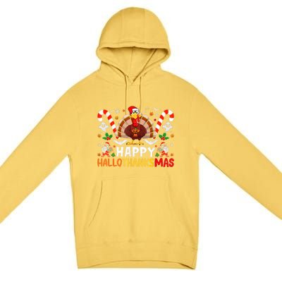 Halloween Thanksgiving Christmas Happy Hallothanksmas Premium Pullover Hoodie