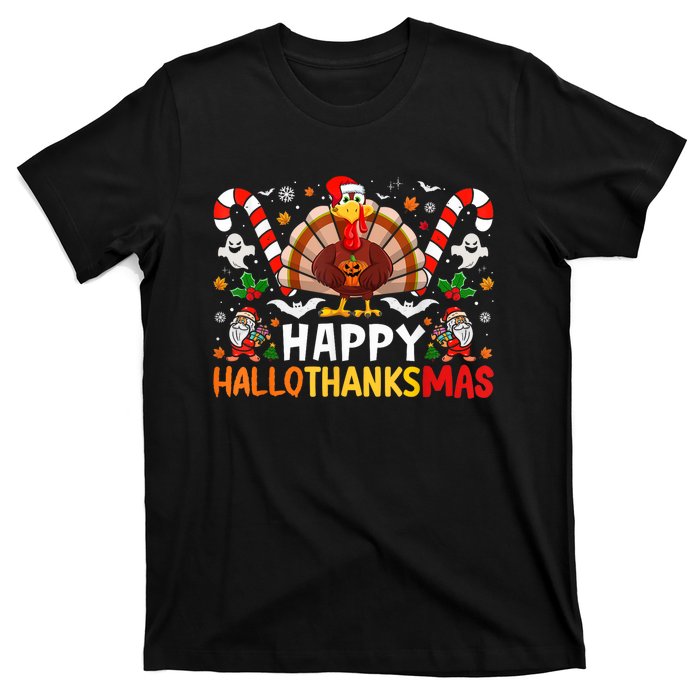 Halloween Thanksgiving Christmas Happy Hallothanksmas T-Shirt