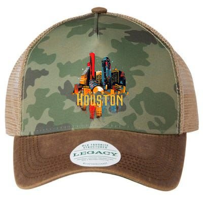 Houston Texas City Downtown Skyline Texas Hou Legacy Tie Dye Trucker Hat
