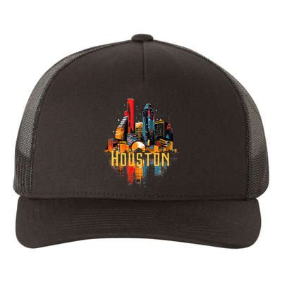 Houston Texas City Downtown Skyline Texas Hou Yupoong Adult 5-Panel Trucker Hat