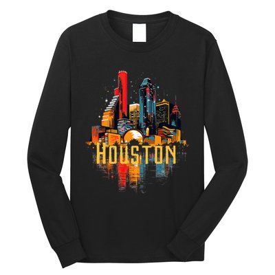 Houston Texas City Downtown Skyline Texas Hou Long Sleeve Shirt