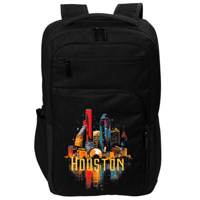 Houston Texas City Downtown Skyline Texas Hou Impact Tech Backpack