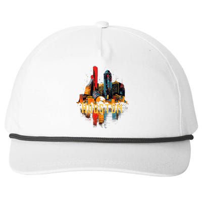 Houston Texas City Downtown Skyline Texas Hou Snapback Five-Panel Rope Hat