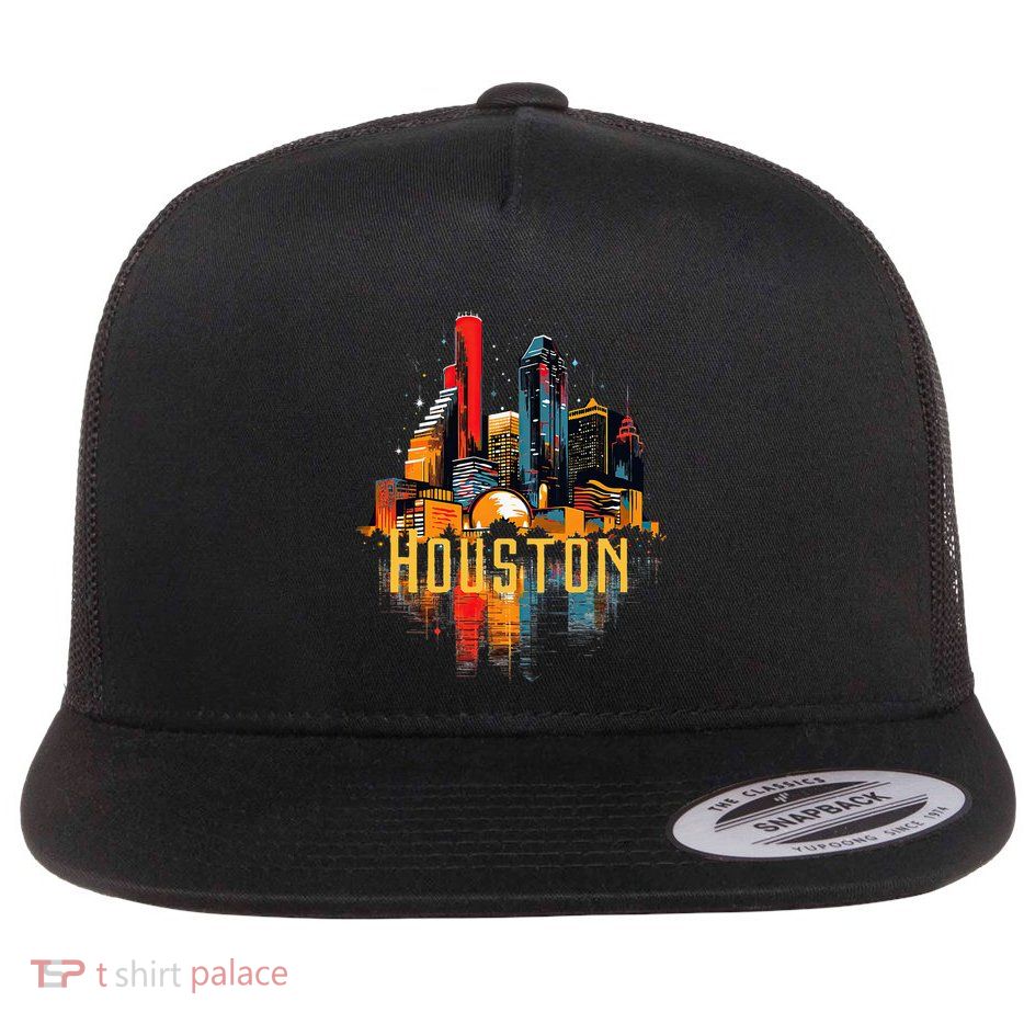 Houston Texas City Downtown Skyline Texas Hou Flatbill Hat
