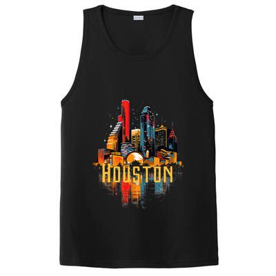 Houston Texas City Downtown Skyline Texas Hou PosiCharge Competitor Tank