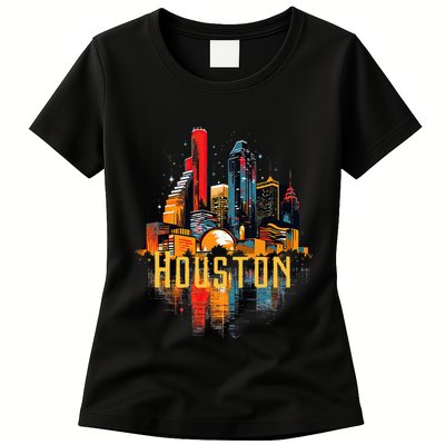 Houston Texas City Downtown Skyline Texas Hou Womens T-Shirt