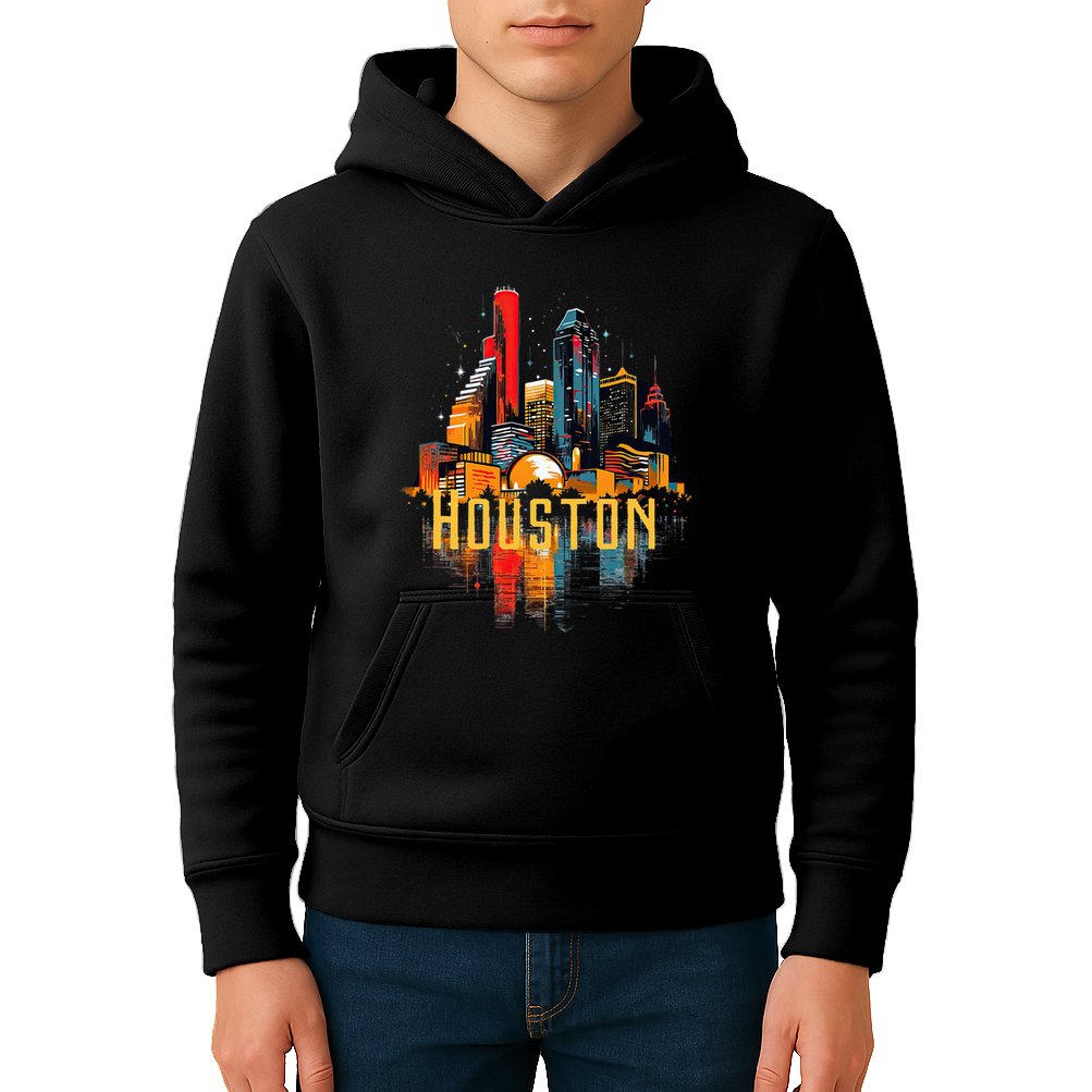 Houston Texas City Downtown Skyline Texas Hou Kids Hoodie