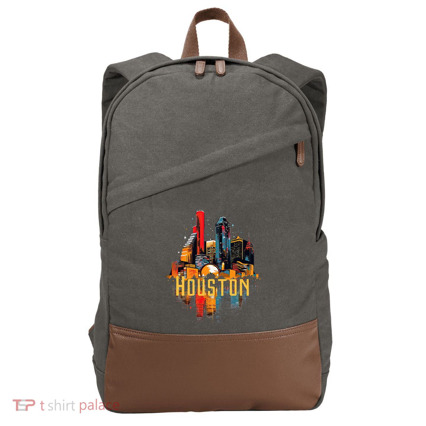 Houston Texas City Downtown Skyline Texas Hou Cotton Canvas Backpack
