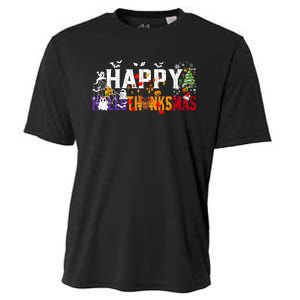 Halloween Thanksgiving Christmas 2024 Happy Hallothanksmas Cooling Performance Crew T-Shirt