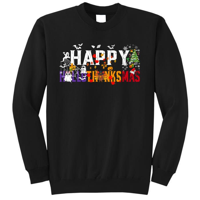 Halloween Thanksgiving Christmas 2024 Happy Hallothanksmas Sweatshirt