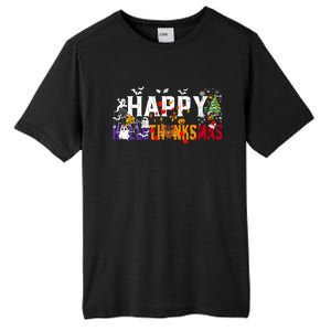 Halloween Thanksgiving Christmas 2024 Happy Hallothanksmas Tall Fusion ChromaSoft Performance T-Shirt