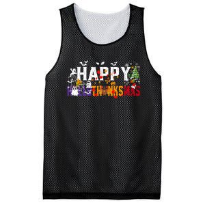 Halloween Thanksgiving Christmas 2024 Happy Hallothanksmas Mesh Reversible Basketball Jersey Tank