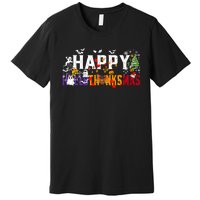 Halloween Thanksgiving Christmas 2024 Happy Hallothanksmas Premium T-Shirt