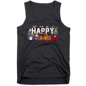 Halloween Thanksgiving Christmas 2024 Happy Hallothanksmas Tank Top