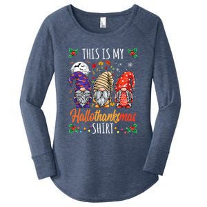 Halloween Thanksgiving Christmas Funny Hallothanksmas Gnomes Women's Perfect Tri Tunic Long Sleeve Shirt