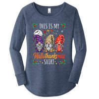 Halloween Thanksgiving Christmas Funny Hallothanksmas Gnomes Women's Perfect Tri Tunic Long Sleeve Shirt