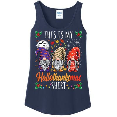 Halloween Thanksgiving Christmas Funny Hallothanksmas Gnomes Ladies Essential Tank