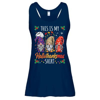 Halloween Thanksgiving Christmas Funny Hallothanksmas Gnomes Ladies Essential Flowy Tank