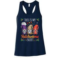 Halloween Thanksgiving Christmas Funny Hallothanksmas Gnomes Women's Racerback Tank