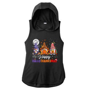 Halloween Thanksgiving Christmas Happy HalloThanksMas Gnomes Ladies PosiCharge Tri-Blend Wicking Draft Hoodie Tank