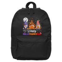 Halloween Thanksgiving Christmas Happy HalloThanksMas Gnomes 16 in Basic Backpack