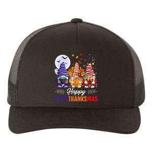 Halloween Thanksgiving Christmas Happy HalloThanksMas Gnomes Yupoong Adult 5-Panel Trucker Hat