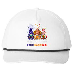 Halloween Thanksgiving Christmas Happy HalloThanksMas Gnomes Snapback Five-Panel Rope Hat