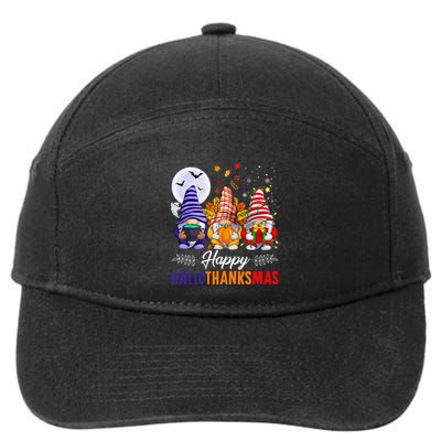 Halloween Thanksgiving Christmas Happy HalloThanksMas Gnomes 7-Panel Snapback Hat