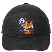 Halloween Thanksgiving Christmas Happy HalloThanksMas Gnomes 7-Panel Snapback Hat